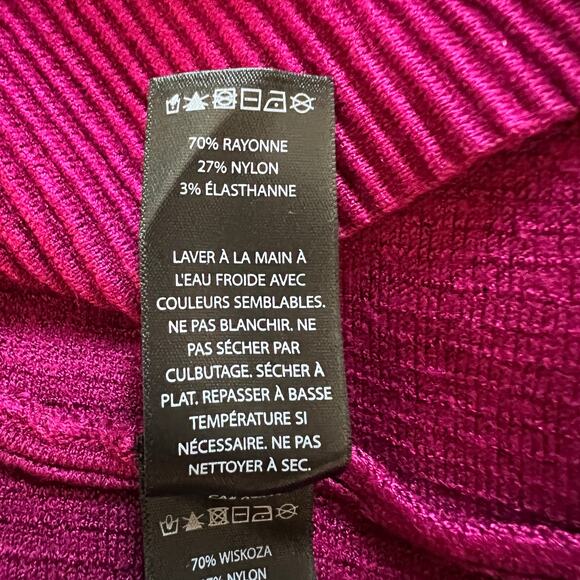 House of Harlow 1960 Sleeveless Ribbed Bodycon Mini Sweater Dress L Fuchsia Pink - Picture 8 of 8